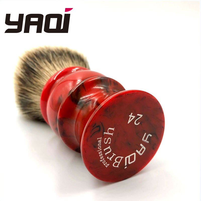 Yaqi 24mm 100%  silvertip grævlingshår rødt harpikshåndtag barberbørster til mænd