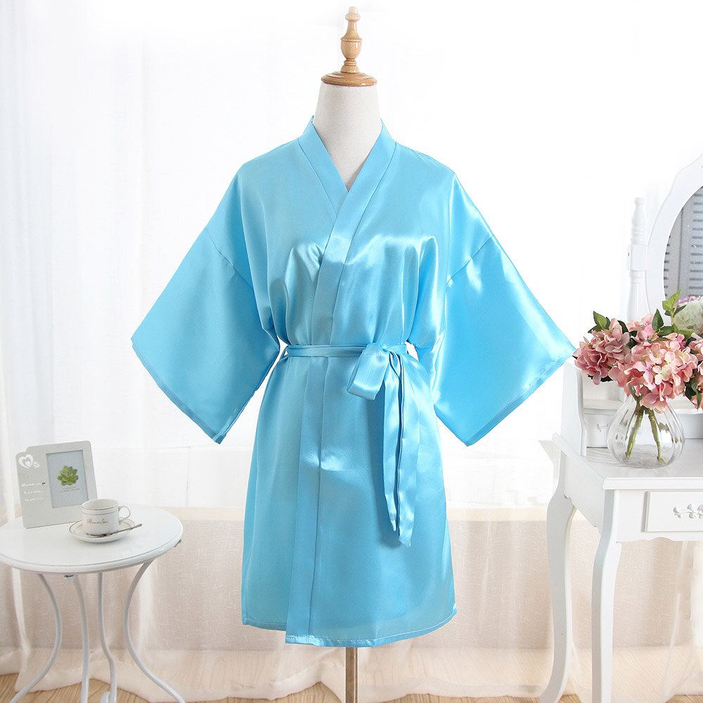 Vrouwen Gewaden Zijde Zomer Bayan Gecelik Sexy Nachtkleding Nachtjapon Dames Pyjama Kimono Vrouwelijke Pyjama: Sky Blue