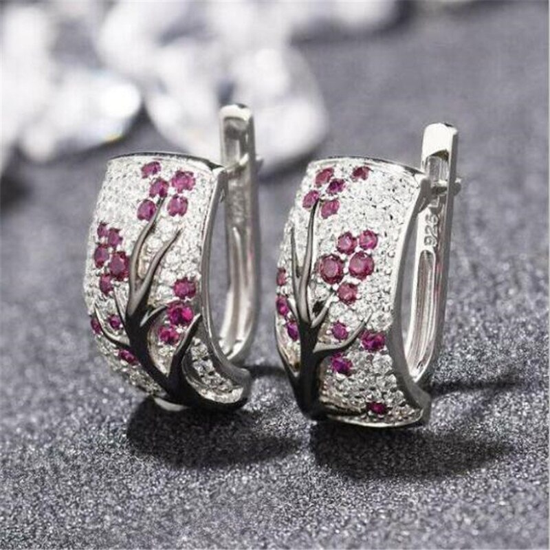 Pflaume Clip Ohrringe Luxuriöse Multi Farbe Strass Ohrringe für Frauen Hochzeit Schmuck Zubehör