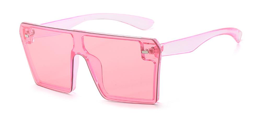 Kantløse overdimensionerede kvinder solbriller firkantede mærke solbriller med stort stel til kvinder  uv400 solbriller oculos masculino: Klar lyserød