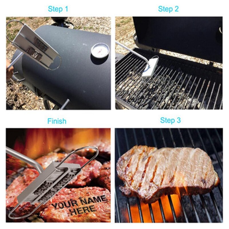 HAPPYGOU BBQ Barbecue branding ijzer handtekening naam markering stempel gereedschap vlees steak burger 55 x letters en 8 velden