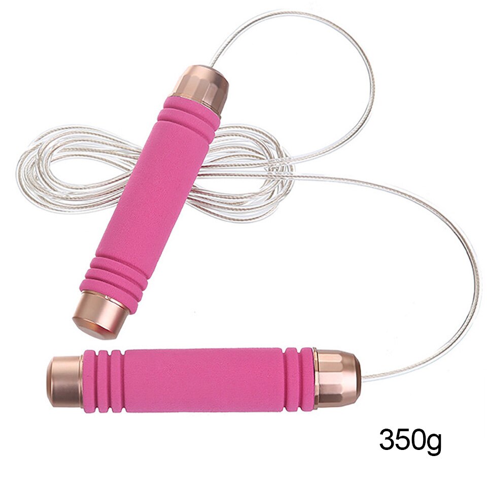 GOBYGO Steel Wire Weight-bearing Skipping Rope Jumping Rope Competition Yoga Fitness Training Home Portable Fitness Equipment: Type B-Pink 350g