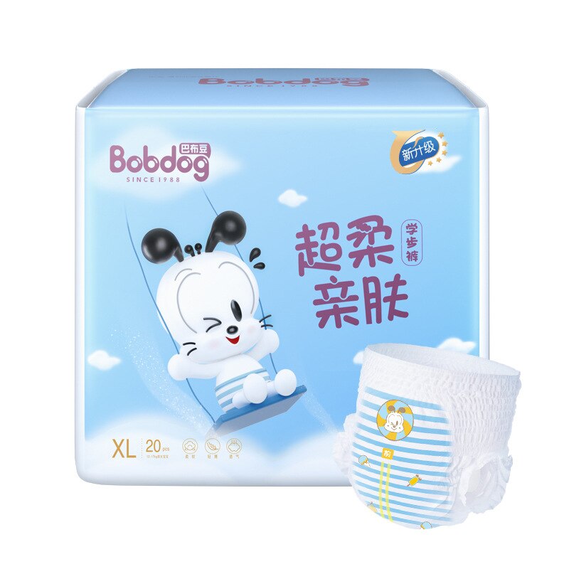 Bobdog 30/ st blöjor och toalettträning justerbar supermjuk hudvänlig blöja för barnblöjor är 3-15kg