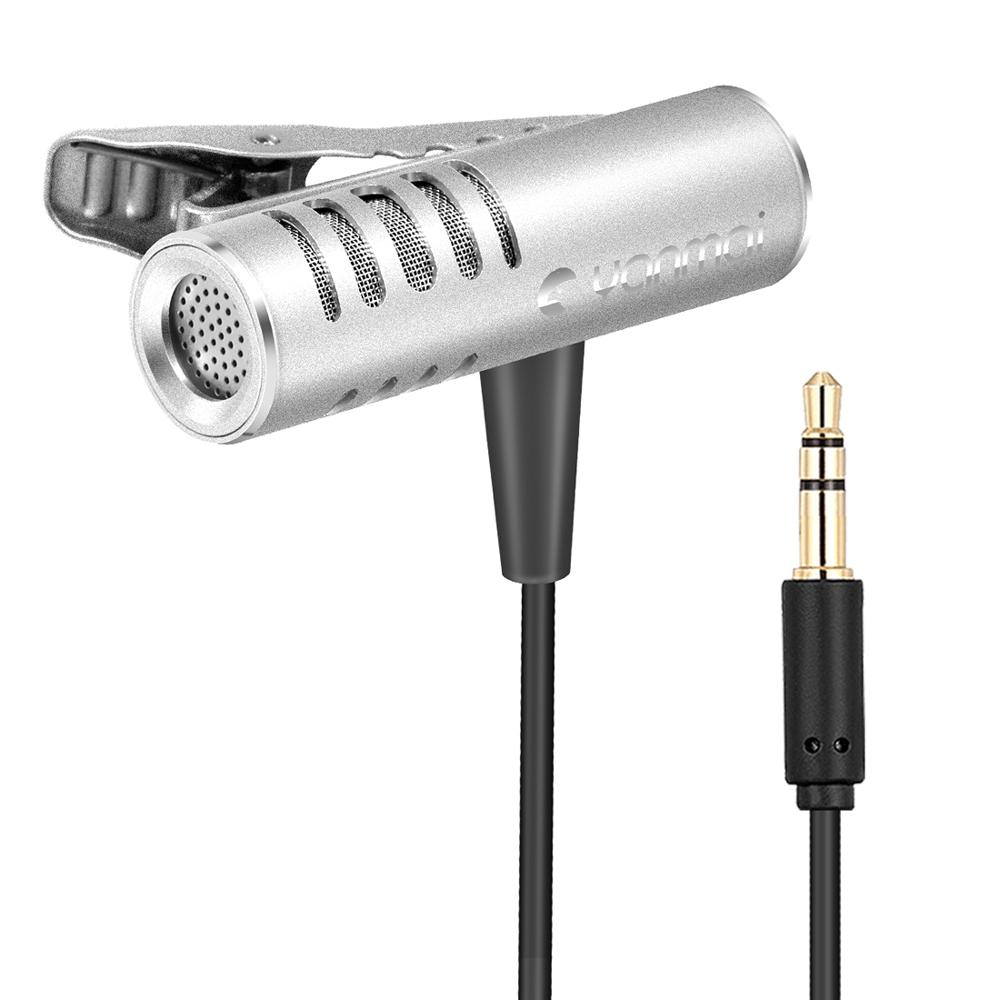 Clip-on Lapel Mic Lavalier Omni-directional Double Condenser Microphone Silver Yanmai R933