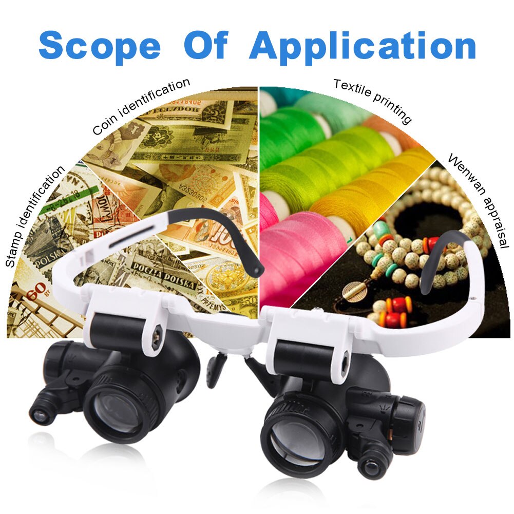 8X/15X/23X Juwelier Horlogemaker Vergrootglas Bril Vergrootglas Hoofdband Bril Vergrootglas Bril Led Licht Reparatie Vergrootglas Gereedschap