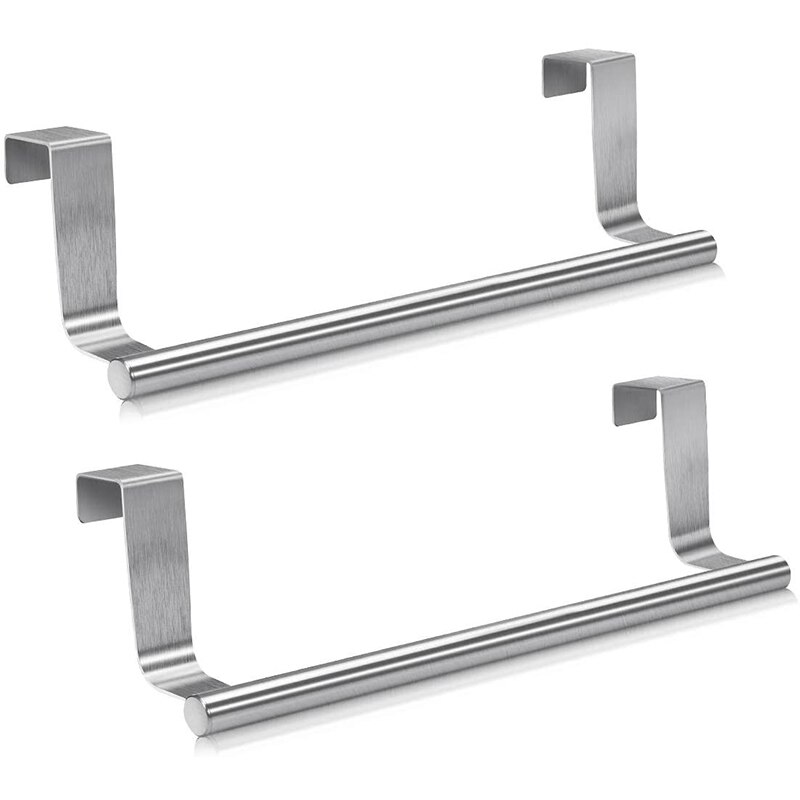 Stainless Steel Over Door Towel Rack Bar Holders for Universal Fit on Cabinet Cupboard Doors Pack of 2: Default Title