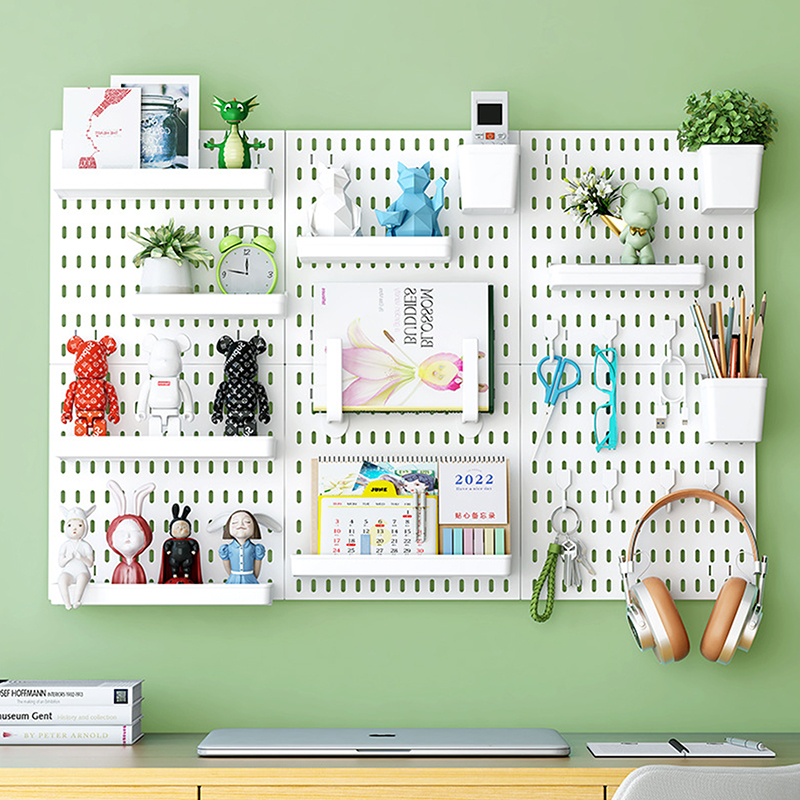 Nuevos accesorios de tablero perforado DIY, estante colgante, ganchos de almacenamiento, organizador de pared sin perforación, organización artesanal para garaje, cocina y habitación