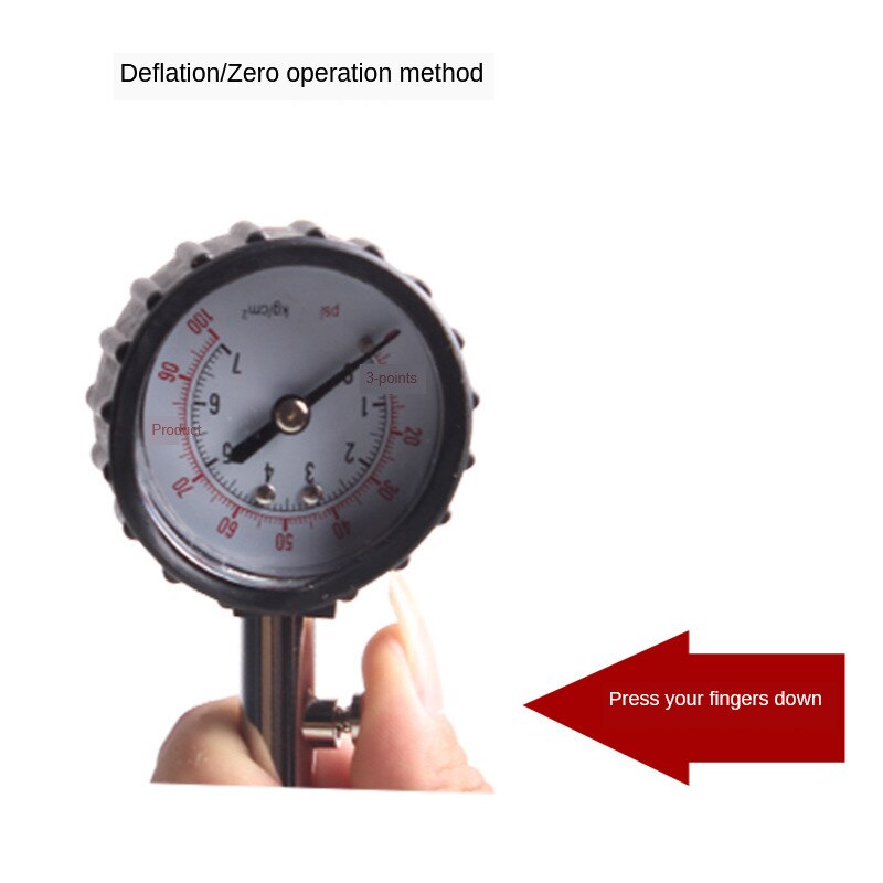 Draagbare Mechanische Bandenspanningsmeter Met Lederen Buis Precisie Bandenspanningsmeter Met Leeggelopen Druk Barometer