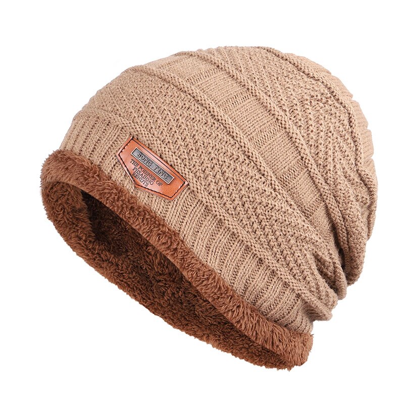 Todelt vinter dame strikhue dame efterår vinter uldhue vinter dame hue balaclava hat herrehue: Khaki b