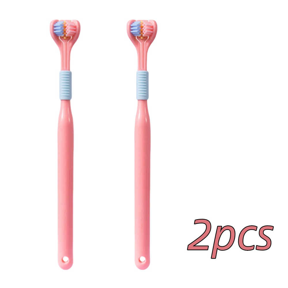 Cepillo de dientes de 3 lados de cerdas suaves, limpieza suave, cepillo de dientes para adultos para el cuidado completo de las encías, sensorial para autismo, herramienta de salud bucal, 4 Uds.: BLANCO