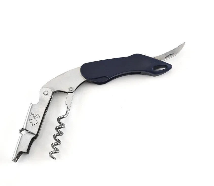 Ouvre-bouteille de vin multifonctionnel, outil de cuisine en liège en acier inoxydable, 1 pièce: Bleu