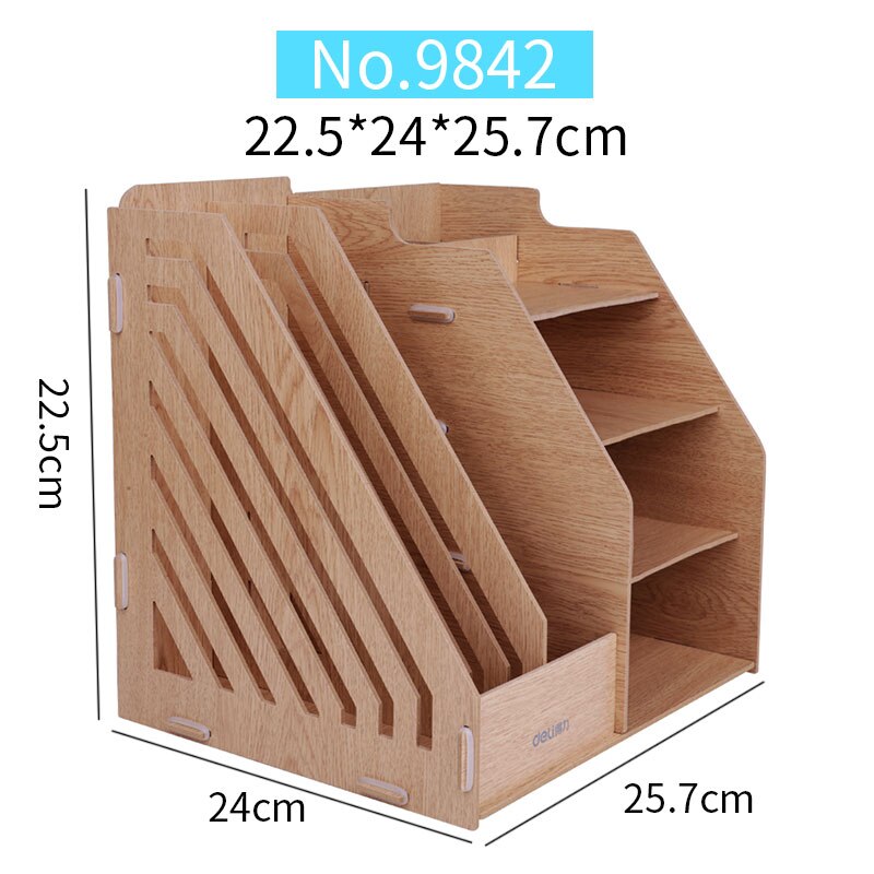 DELI Wooden File Tray Fiber for Desk Accessories and Organizer Perfect Display Storage Office and School Supplies
