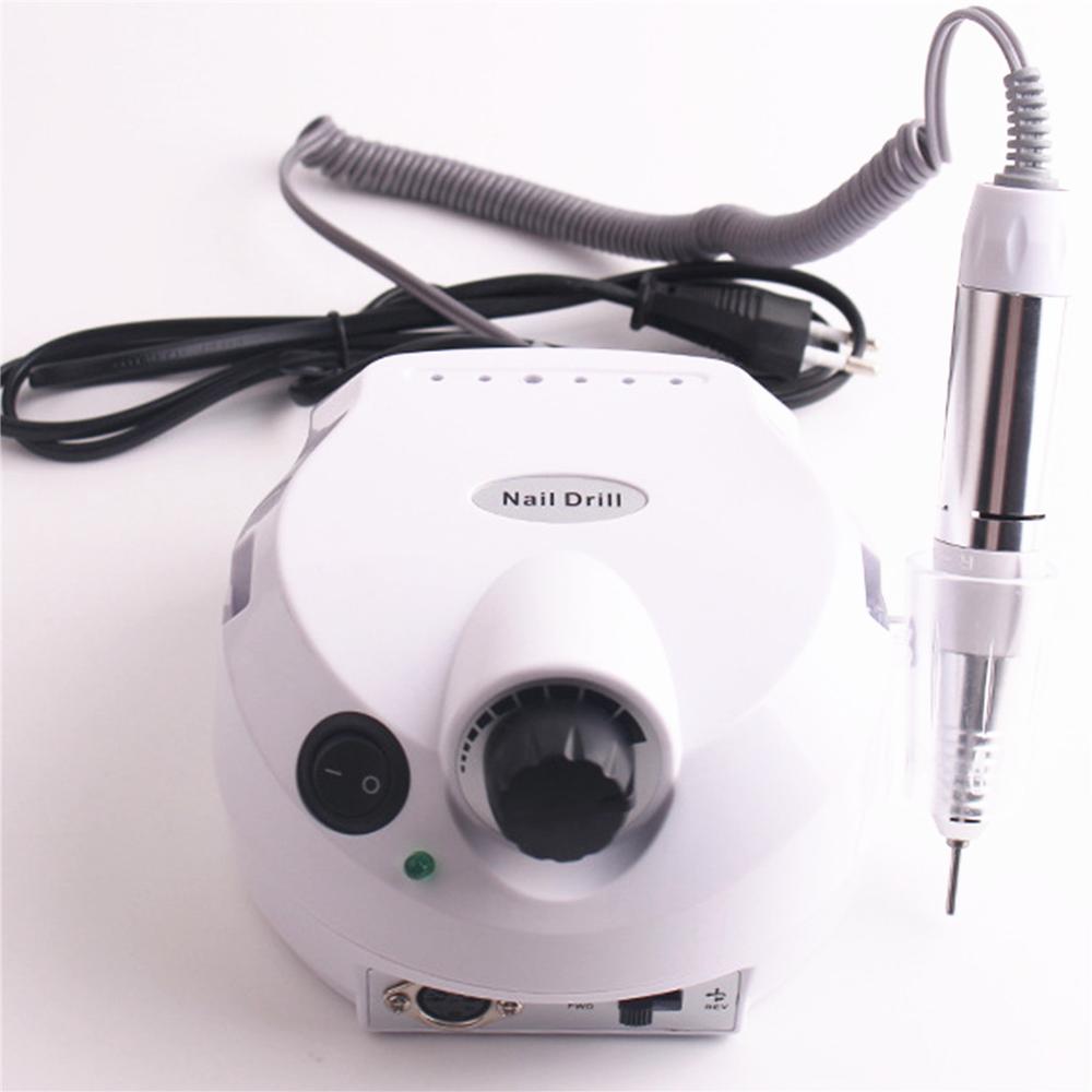 Torno eléctrico para manicura y pedicura, lijadora de uñas grande de 35000RPM, juego de cortadoras de fresado, brocas de decoración de uñas: white