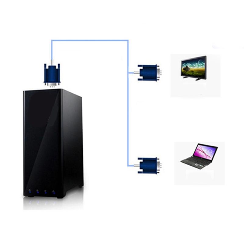 ALLOYSEED Computer VGA Splitter Cable 1 Dual 2 Monitor 15pin Two Ports Male To Female VGA Cable Video Y Splitter Connector
