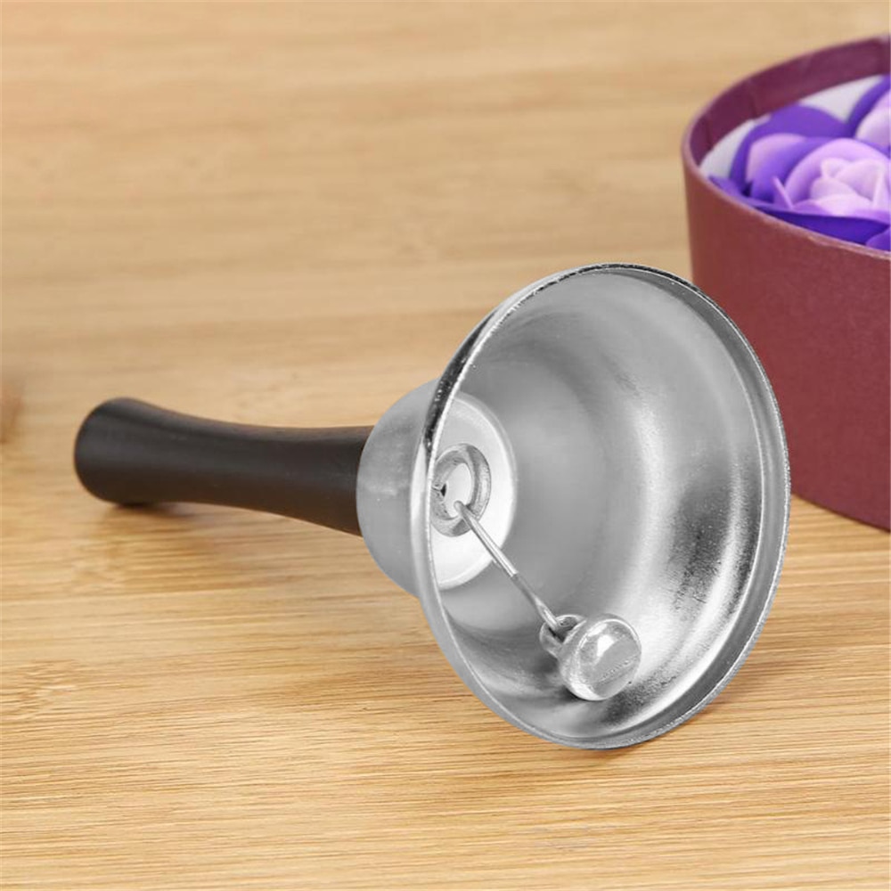 Zilver Tafelbel Houten Handvat Diner Hand Bell Voor Home School Restaurant Bellen Jingle Bells Kerstversiering Praktische