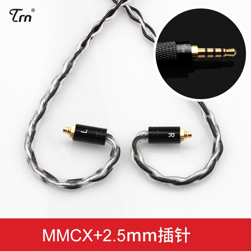 TRN 8 Core Silver Plated Cable HIFI Earphone MMCX/2Pin Connector Use For TRN V90 BA5 V10/V20/V60 V30 TRN V80 IM1 IM2 X6: black MMCX 2.5MM