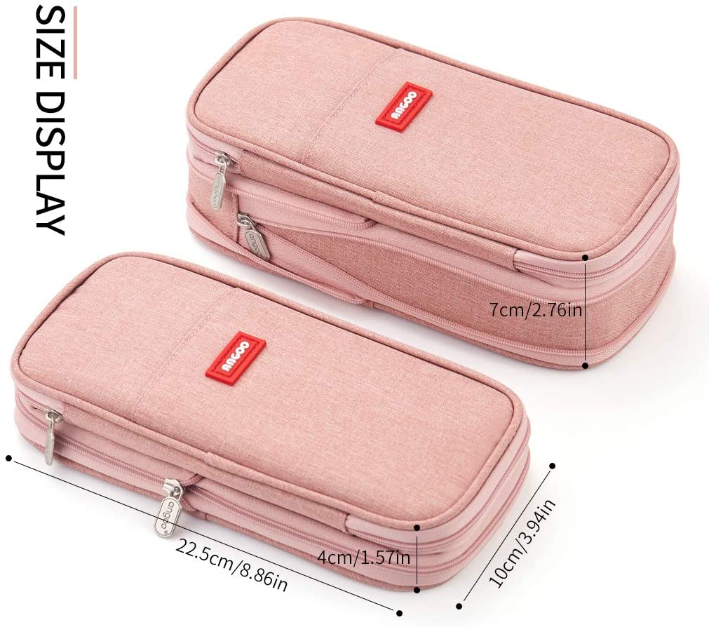 Angoo Cute Foldable School Pencil Case Cute Big Capacity Pencil Pouch Canvas Large Pencil Bag Makeup Bag for Teen School