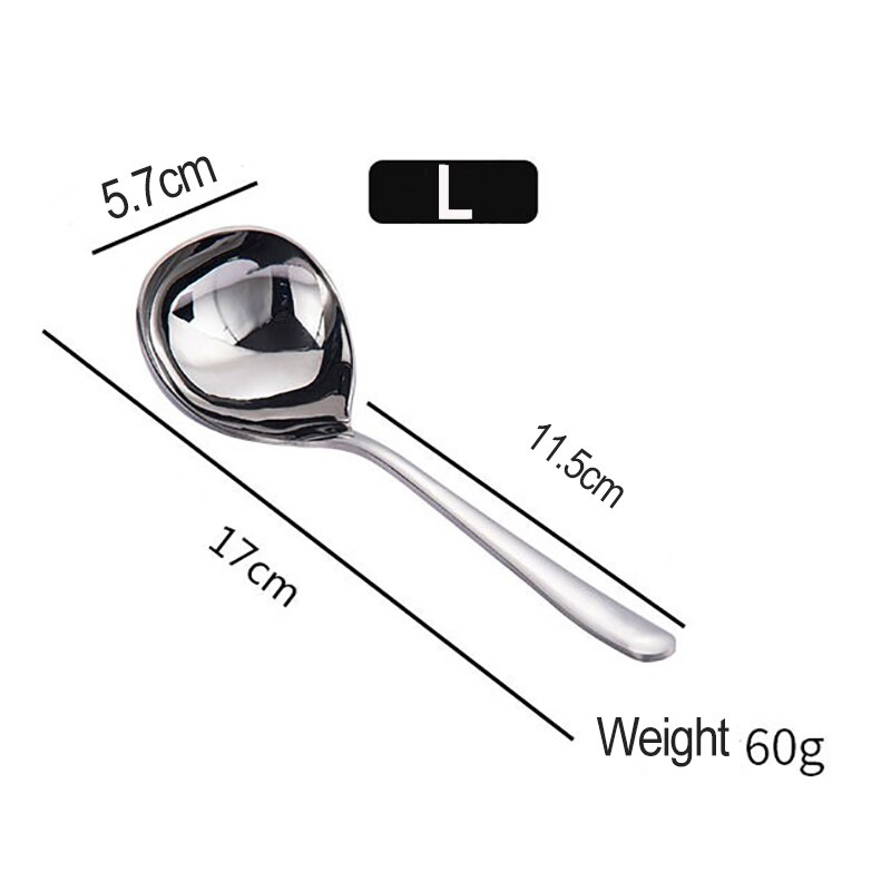 Chinese Soep Lepel Roestvrij Staal Verdikking Met Lange Handvat Lepel Voor Soep Keuken Diner Lepels Spiegel Gepolijst Servies: 17cm Length
