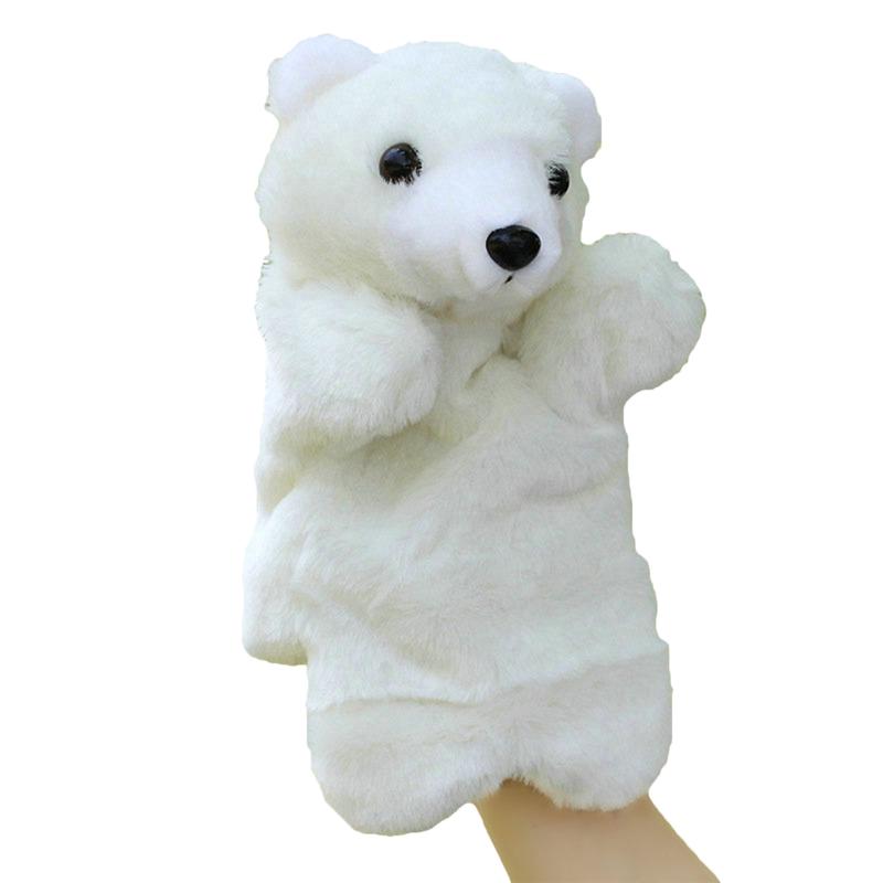 Adorable ours en peluche, marionnette à gant, amis du zoo, animaux, marionnettes à main, marionnettes éducatives, poupées (marron, blanc et noir): Blanc