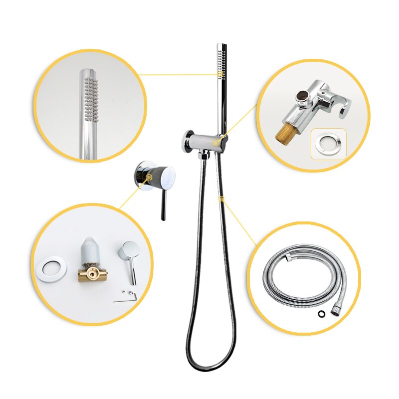 Badkamer Armatuur Handheld Douche Met Extra Lange Slang En Messing Beugel Houder Muur Gepolijst Hand Kraan Set Shine Chrome
