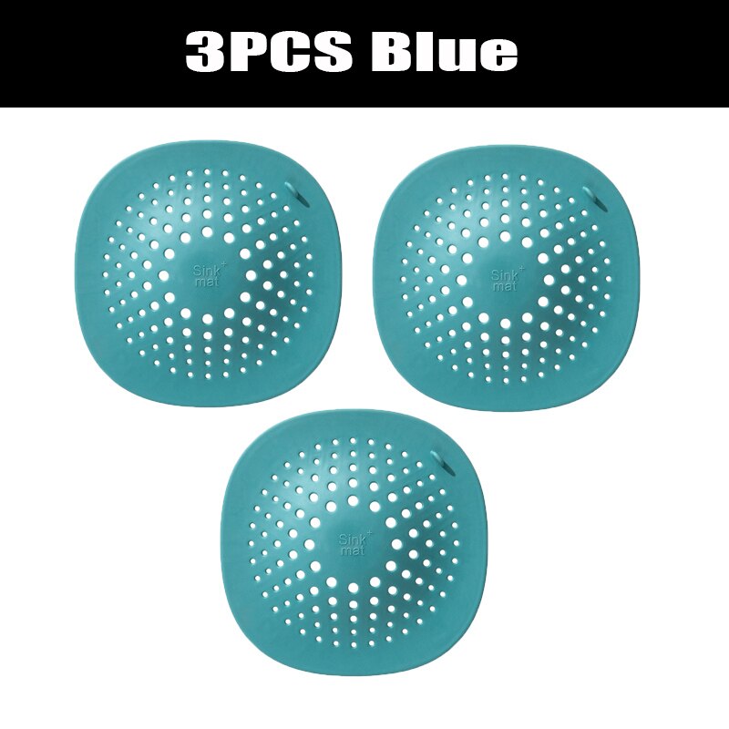 Bathroom Floor Drain Covers Bathroom Accessories Hair Extensions Sink Filter Covers Bathroom Accessories Shower Drain Catcher: B 3PC BLUE