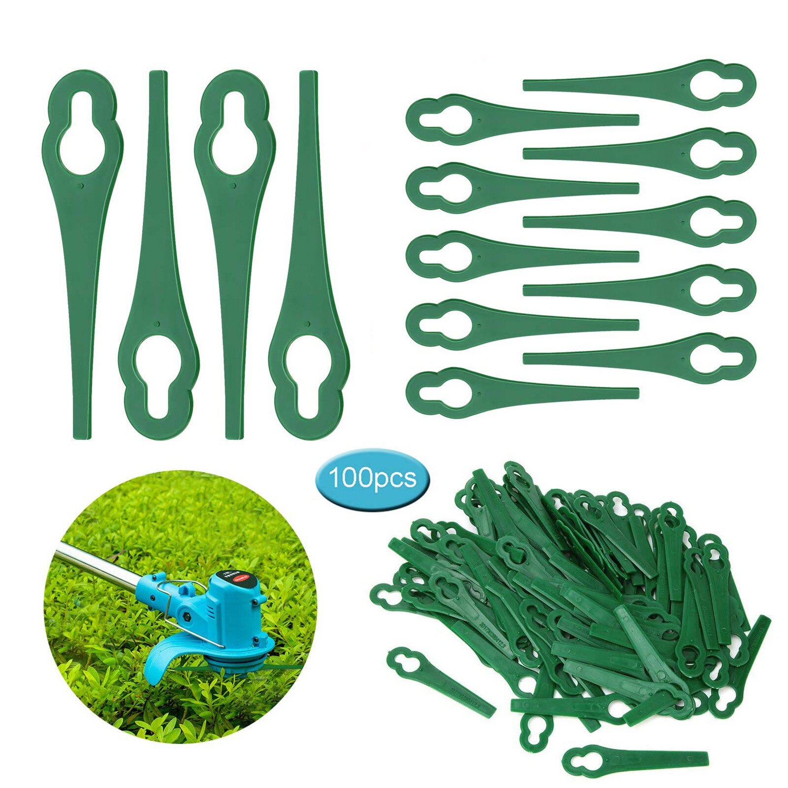 100 Replacement Plastic Blades For Garden Lawn Garden Mower Blades Length 83mm QW