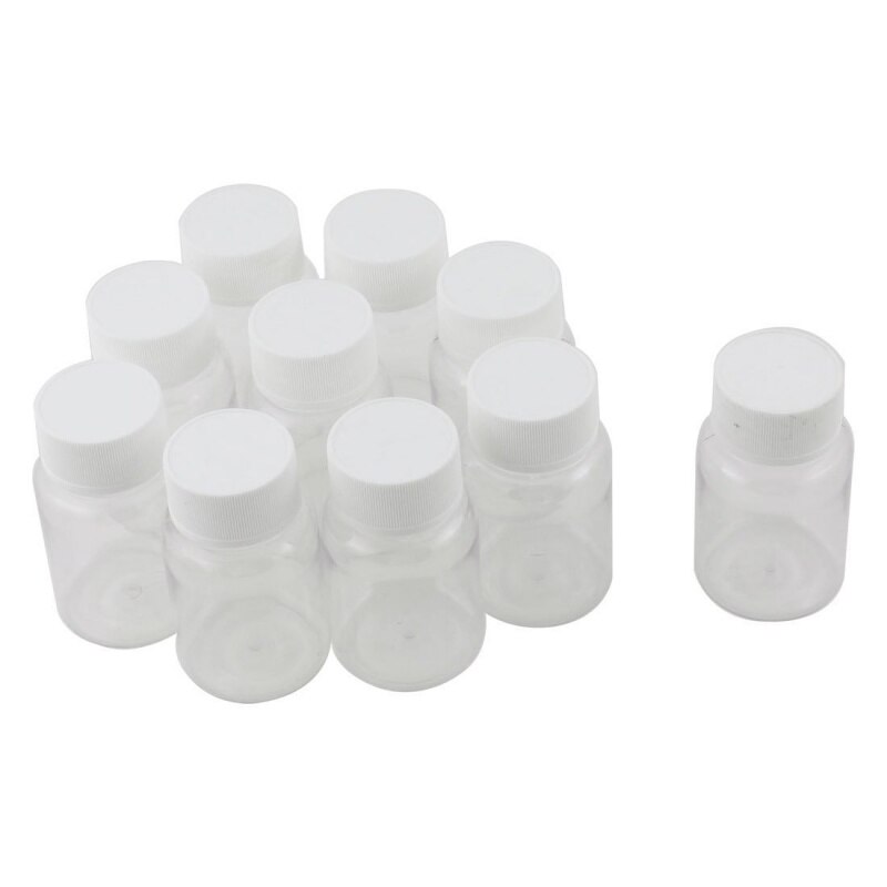 10Pcs 80ml Clear Plastic Cylindrical Chemical Container Reagent Bottle