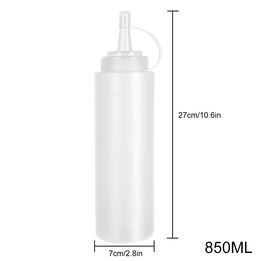 Botellas de plástico con tapa para salsa, botella aderezo ensalada, bote para salsa de tomate, 10 Uds.: 850ml