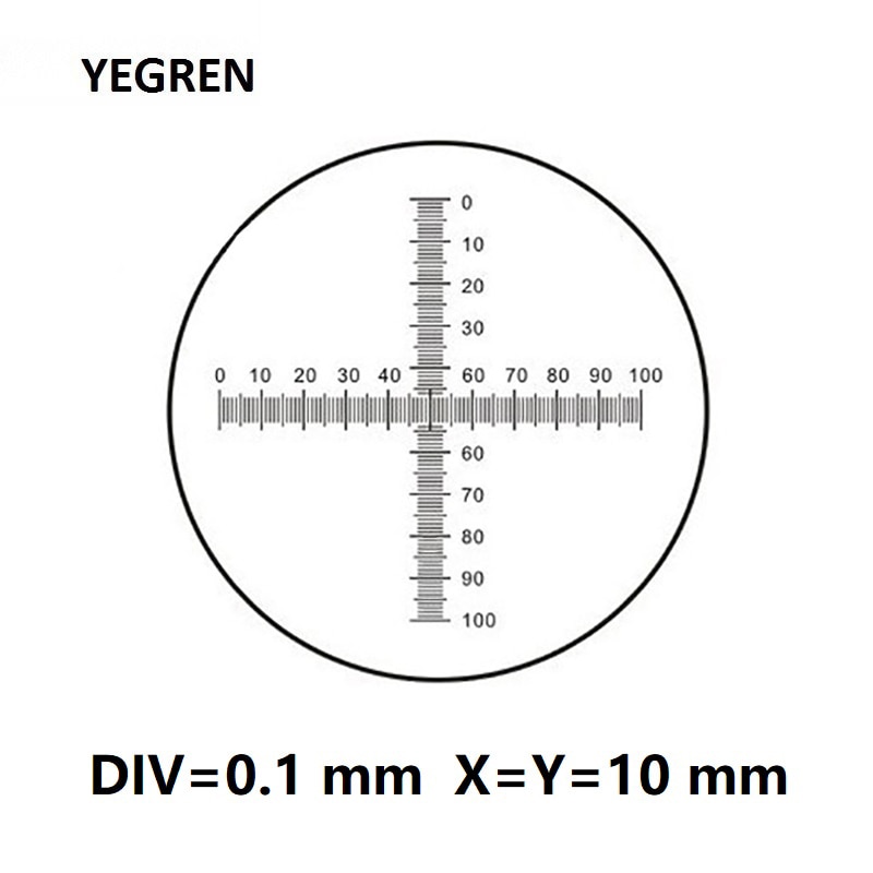 C7 mikroskop okular mikrometer div 0.1 mm kors linjal 10 x 10 riktmedel skala kalibrering graticule kat 907 diameter 16mm 19mm 24m