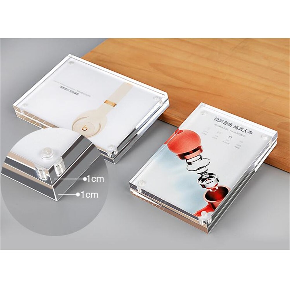 Acrylic Block Strong Magnetic Label Frame Desk Sign Holder Crystal Photo Frame Price Tag Display Desk Menu Name Card Cover Rack