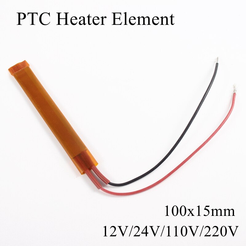 100x15mm 12V 220V PTC Heating Element Constant Thermostat Insulated Thermistor Ceramic Air Heater Plate Fan Heat Film 12 100 220