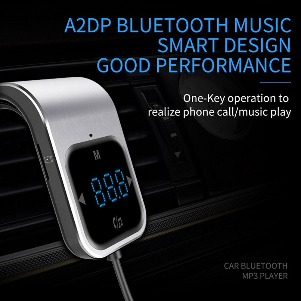 Fm-modulator, bluetooth-autoradio met  mp3 spelers, fm-zender, draadloze radioadapter, dubbele usb-uitgang, snellader, handsfree bluetooth-kit