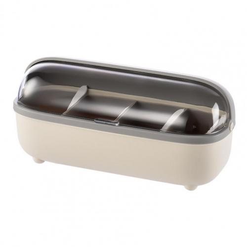 Caja de vinagrera a prueba de humedad, 4 rejillas para condimentos para cocina, 1 Juego: White Gray