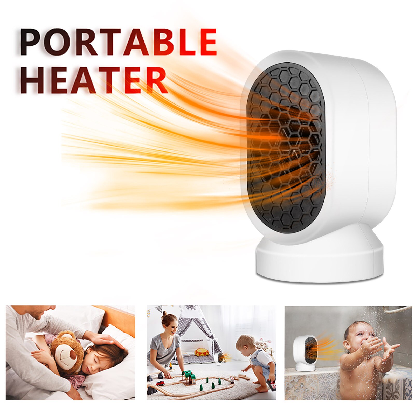 600W Low Power Mini Electric Heater Portable Home Heating Fan Miniature Small Sun Heating Machine Low Noise Warm Air Blower