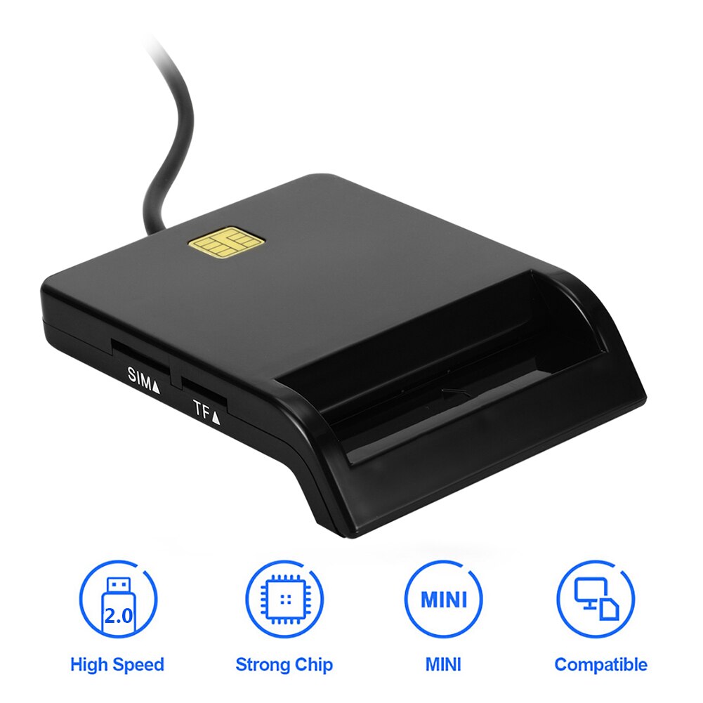 Bærbar universal usb 2.0 smart card læser til bankkort cac ic id sim dnie atm kortlæsere til windows 10