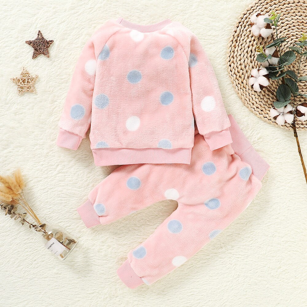 Autumn Winter Flannel Pajamas For Children Girls Pajamas Set Sleepwear Baby Girl Lovely Clothes Children Pyjama Clothing Set D30