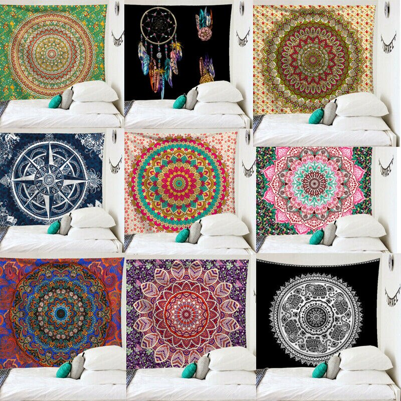 Faroot mandala gobeläng tyg indian kast boho vägg hängande hippie täcke överkast mandala serie gobeläng 95 x 73 cm ( borstad)