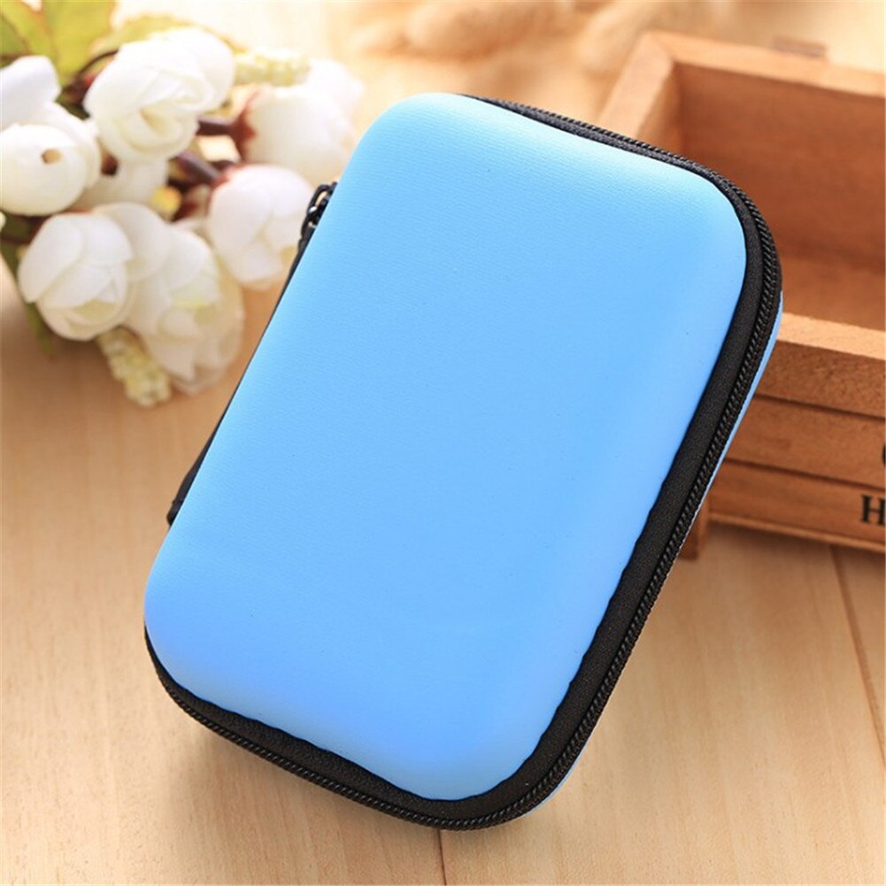 Monedero, Mini billeteras portátiles, viaje, Tarjeta electrónica SD, Cable USB para auriculares, cargador de teléfono, estuche de almacenamiento, bolsa de: Azul cielo