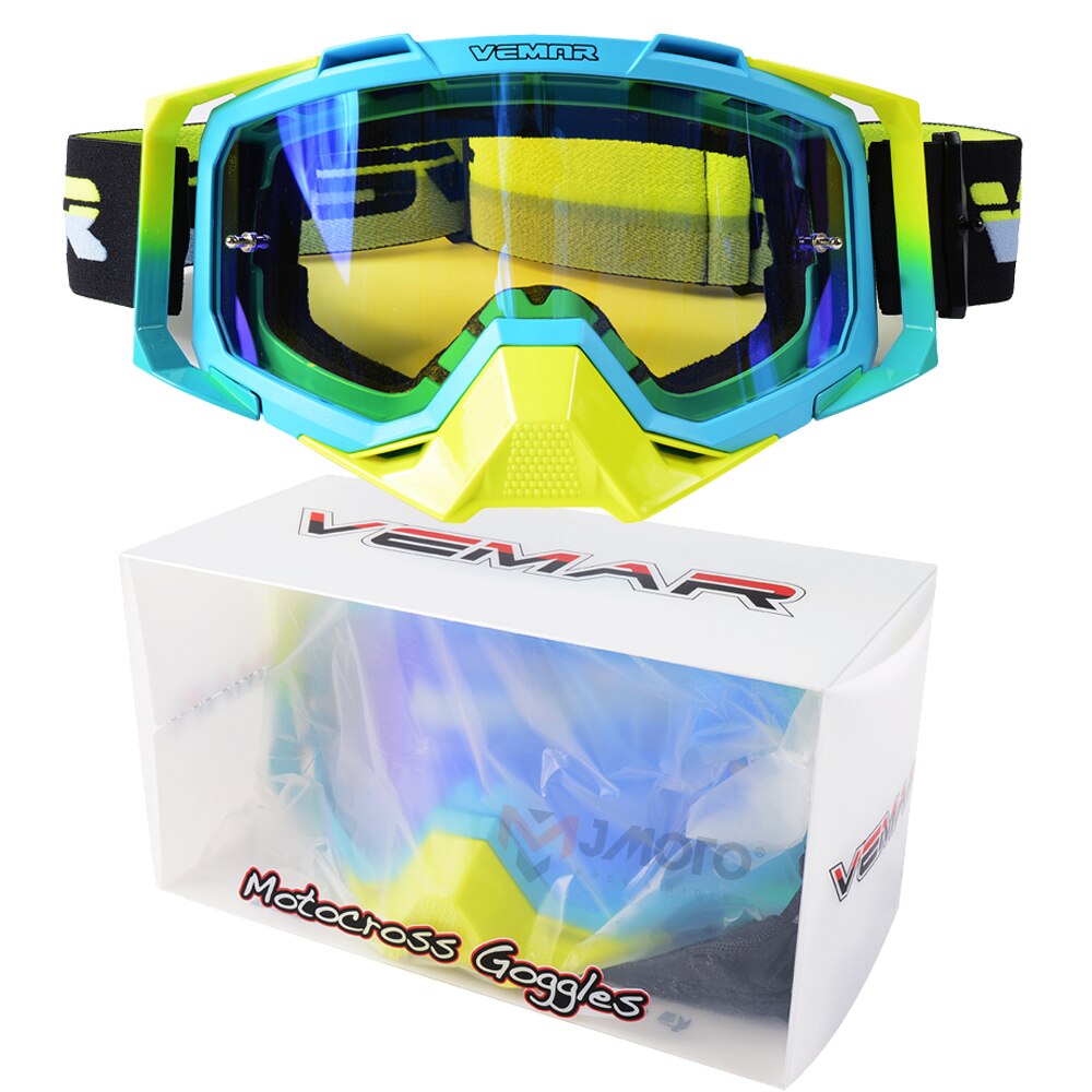 For 100% Motocross Goggles Windproof Anti-UV Anti-fog Lens Motorcycle Helmet Glasses Goggles Cycling DH Mtb Atv Moto Glasses: Blue Yellow
