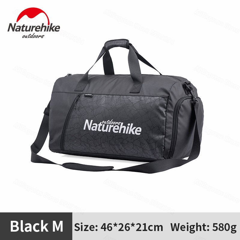 Naturehike Sport Gym Bag Unisex Shoulder Multi-pocket Dry Wet Separation Storage Bag Duffel Fitness Handbag TPU Waterproof: Black-M
