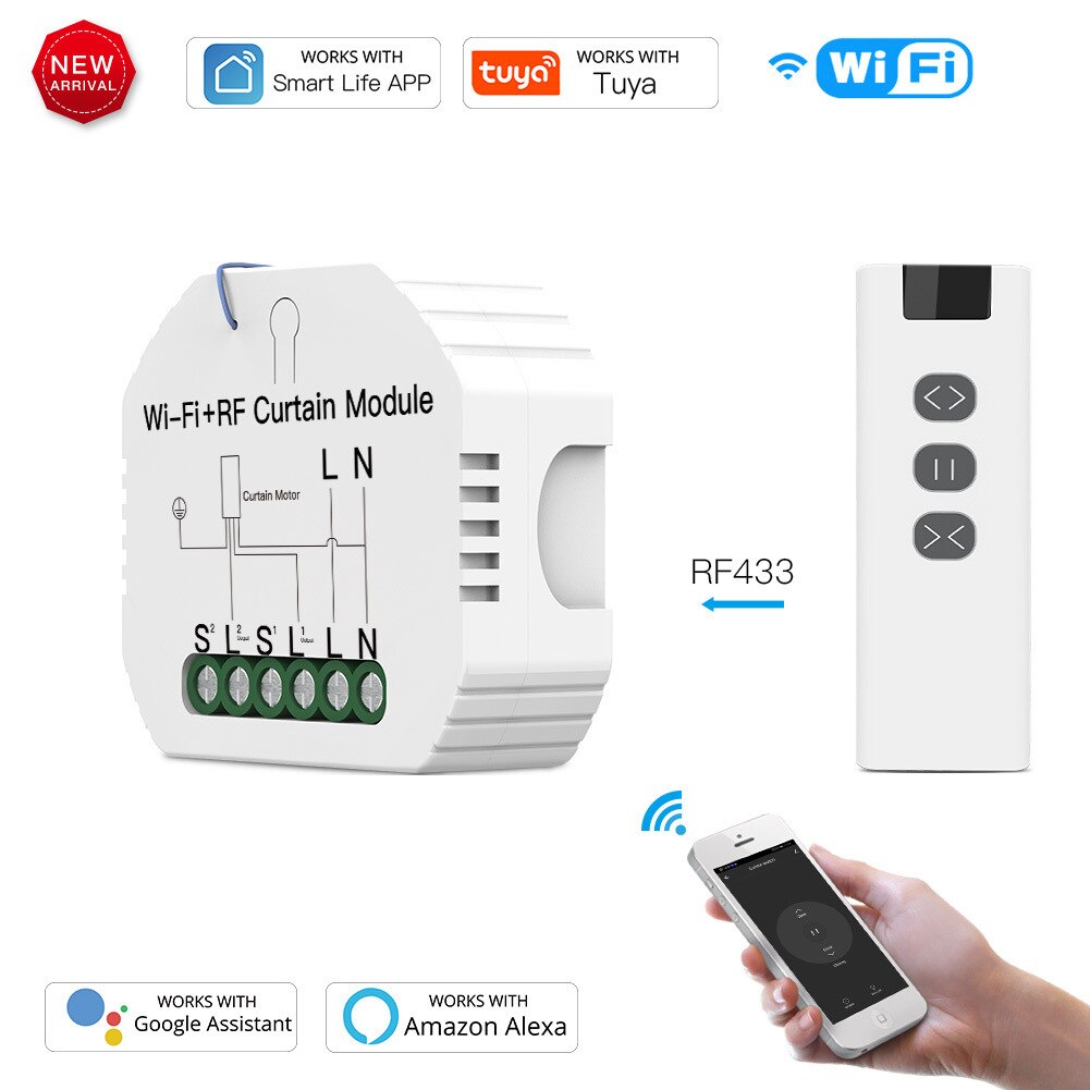 wifi smart curtain switch Smart Life Tuya APP Remote Control wall curtain switch module work with alexa googlehome smart curtain
