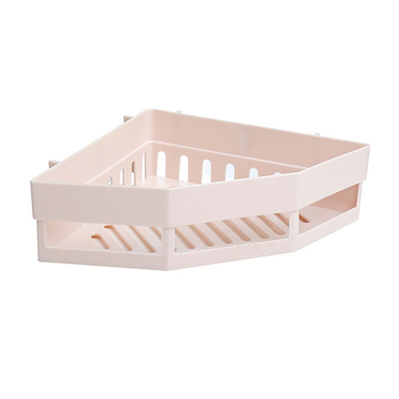 Badeværelse hjørne hylder shampoo holder køkken opbevaringsstativ rod bruser shampoo organizer vægholder pladsbesparende husholdning: Beige