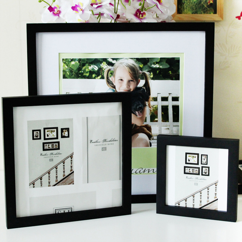 Nature cadre Photo carré en bois 30X30 35X35cm plexiglas inclure des cadres Photo d'affiche pour cadre Photo tenture murale