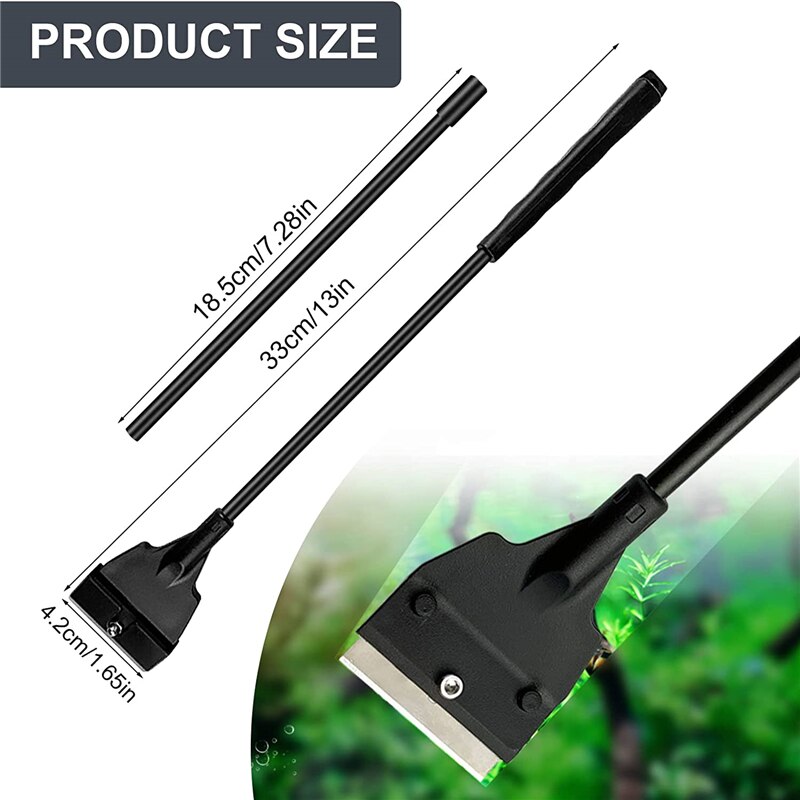 Fish Tank Algae Scraper With Long Handle Stainless Steel Aquarium Glass Impurities Remover Home Cleaning Tools