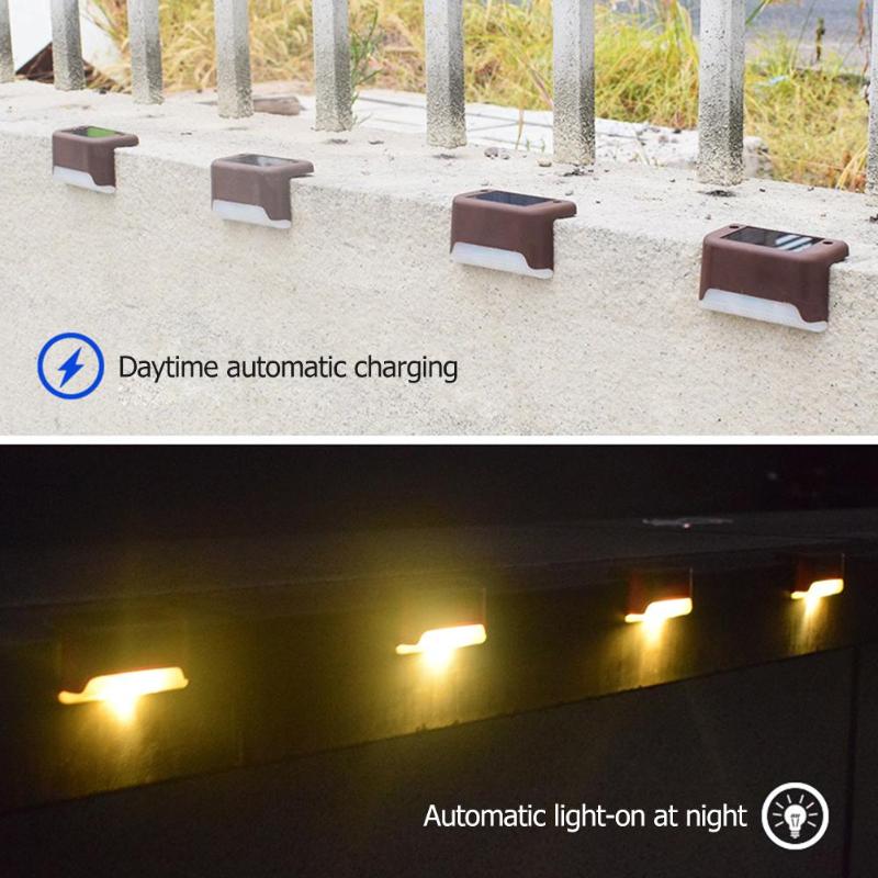 4Stck Solar- Deck Lichter Treppen Zaun LED Lampe Außen Weg Terrasse IP65 Wasserdicht Warmweiß Helle dauerhaft draussen Beleuchtung