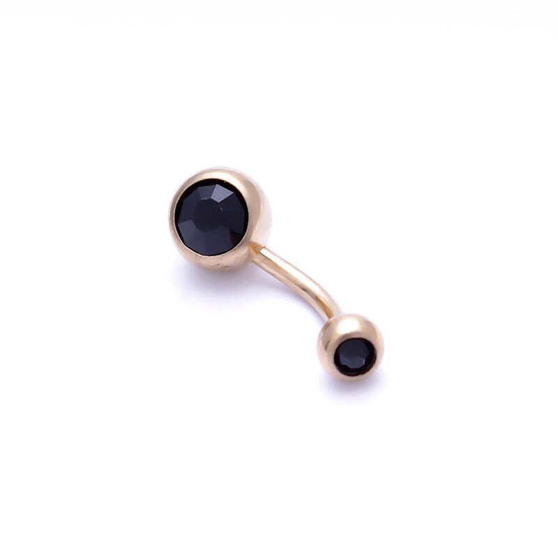 1 Pc Unisex Charm Punk Golden Crystal Rhinestones Navel & Belly Button Rings Body Piercing Jewelry 9 Colors: Black