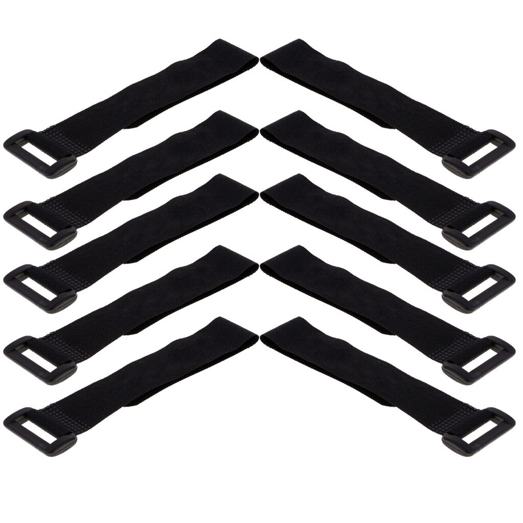 10x Reusable Nylon Strap Cable Tie Wire Rope with Buckle Black