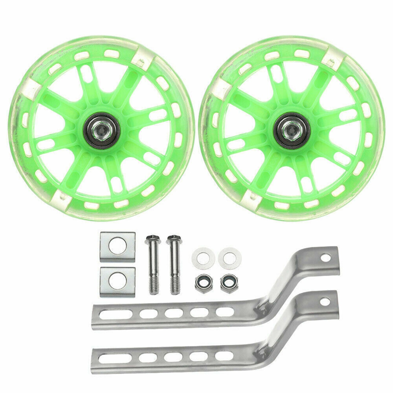 Ruedas auxiliares de entrenamiento para bicicleta, accesorios silenciosos para niños, luz LED multicolor de equilibrio, seguro, fácil de instalar al aire libre, 1 par