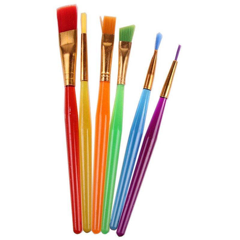 6 stk/sæt farverige slik plastik hænder børn ansigtsmaling pensel sæt kropskunst pensel sæt make-up maling pen værktøjer