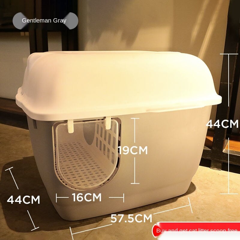 Caja de arena moderna para pasillo, desodorante de inodoro de gran tamaño, canal largo, completamente cerrado, a prueba de salpicaduras, suministros para gatos: Q